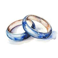 Watercolor wedding rings isolated photo