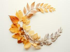 Circle frame from autumn leaves photo