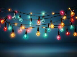 Colorful Christmas lights background photo