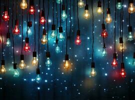 Colorful Christmas lights background photo