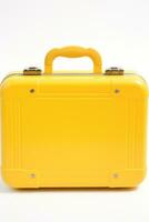Yellow suitcase isolated photo