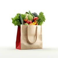 Shopping bag with groceries isolated photo