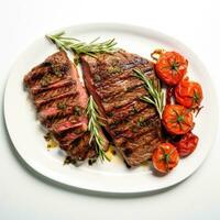 Beef steak with tomatoes photo