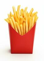 Fries inside a red bag isolated photo