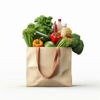 Shopping bag with groceries isolated photo