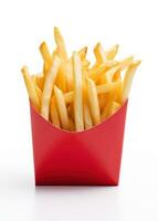 Fries inside a red bag isolated photo