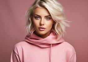 Fashion woman in pink wear photo