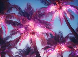 Palm trees background in magic colors photo