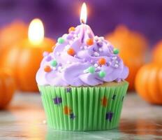 Tasty spooky cupcake for Halloween party photo