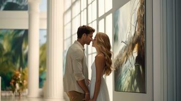 Couple in art gallery photo
