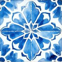 A blue tile pattern of watercolor tiles photo