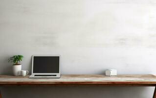 An empty blank desktop screen in the office photo