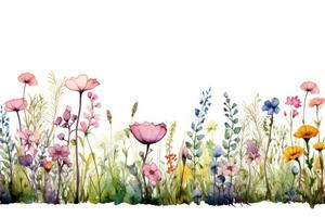 Watercolor floral border photo