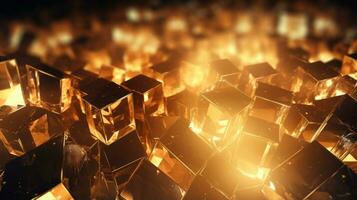 Golden crystals, glass cubes wallpaper photo