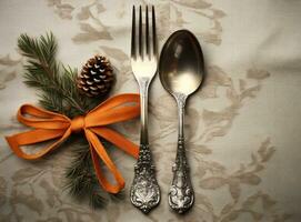 Beautiful Christmas table for holiday dinner photo