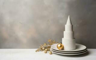 Christmas plate on table photo