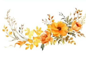 Watercolor autumn flowers isolated photo