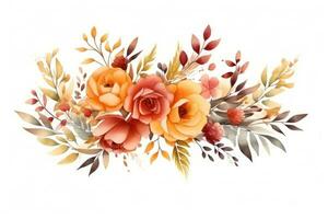 Watercolor autumn flowers isolated photo