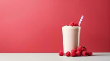 Raspberry protein shake. photo