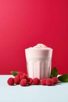 Raspberry protein shake. photo