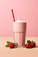 Strawberry protein shake photo