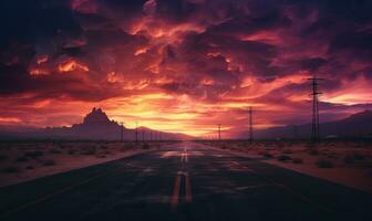 A cloudy sky with dark clouds over a parking lot photo