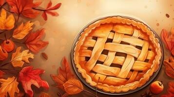 Autumn background with apple pie photo