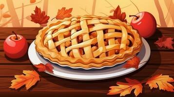 Autumn background with apple pie photo