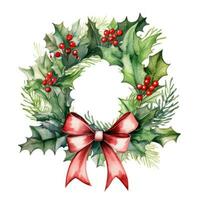 Watercolor Christmas wreath photo
