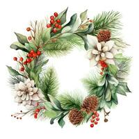 Watercolor Christmas wreath photo