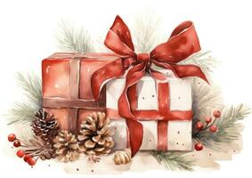 Watercolor Christmas gift background photo