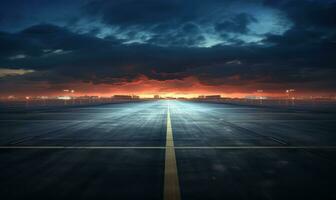 Dark and dramatic sky on a runway photo