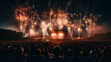 fuegos artificiales iluminación en noche cielo foto