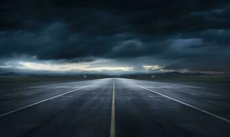 Dark and dramatic sky on a runway photo