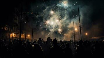 Fireworks lightting in night sky photo