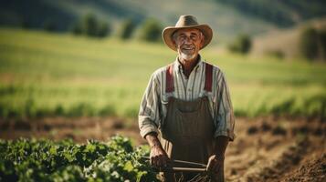 Farmer works on farm photo