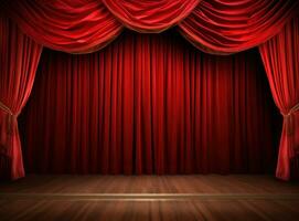 un rojo cortinas en teatro foto