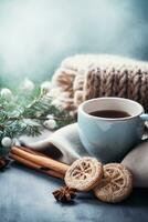 Cozy morning winter background photo