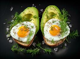 Healthy brealfast with fried eggs photo