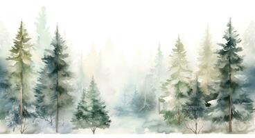 Snowy winter forest greeting card design for christmas photo