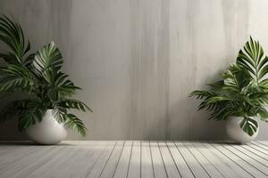 Interior design of living room with plants photo