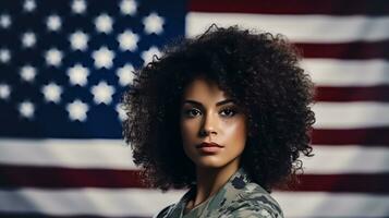 A portrait of a soldier in uniform photo