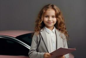 School girl holding a tablet photo