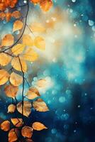 Autumn background with falling leaves photo