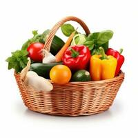 Fresh vegetables in basket isolated photo