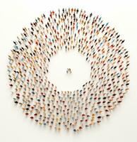 A crowd in the shape of an empty circle photo