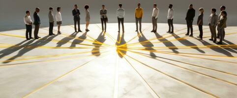 A crowd in the shape of an empty circle photo