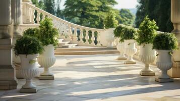 A walkway in a beautiful palazzo with paved stone steps photo