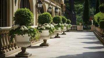 A walkway in a beautiful palazzo with paved stone steps photo