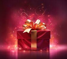 Christmas background with gift box photo